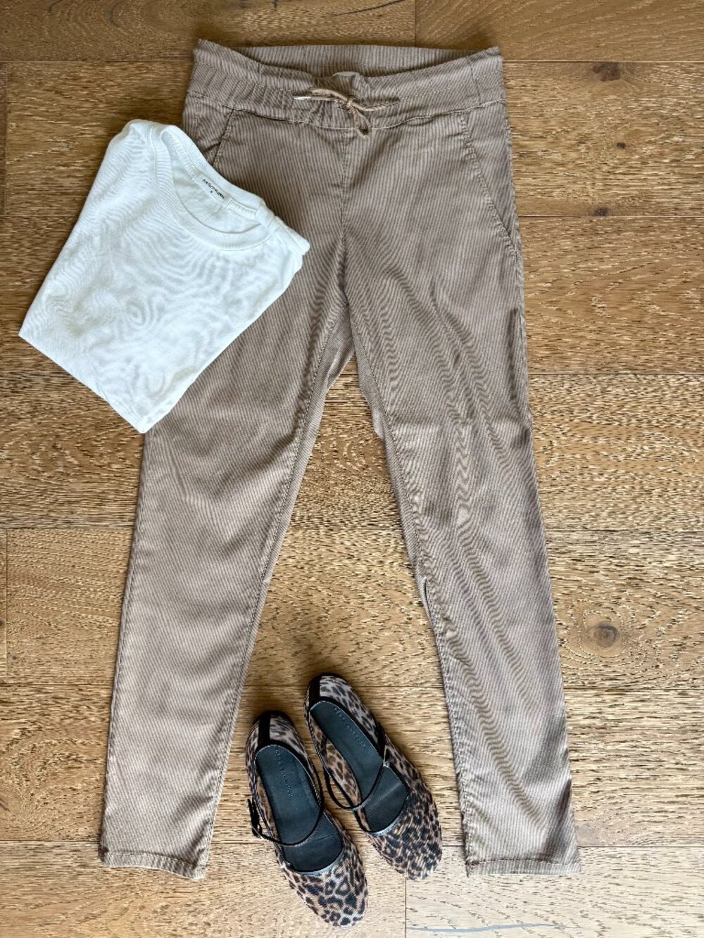 Bevy Flog Shely Drawstring Ribbed Pants Tan Beige Size 27